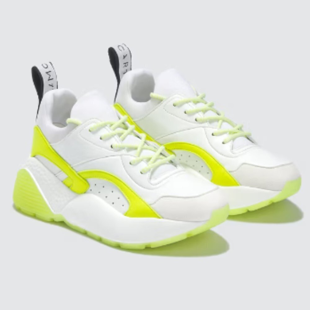 - Stella McCartney Eclypse Training Tennis Shoes White/Neon Yellow Women S…